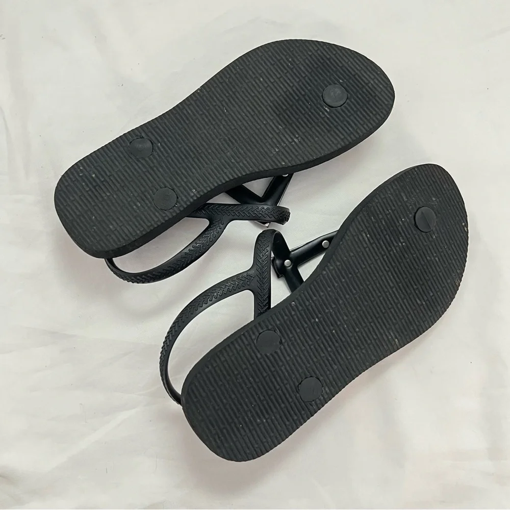 Havaianas Black Thong Rubber Essential Summer Pool Slides Sandals 35‎ / 36 4 5